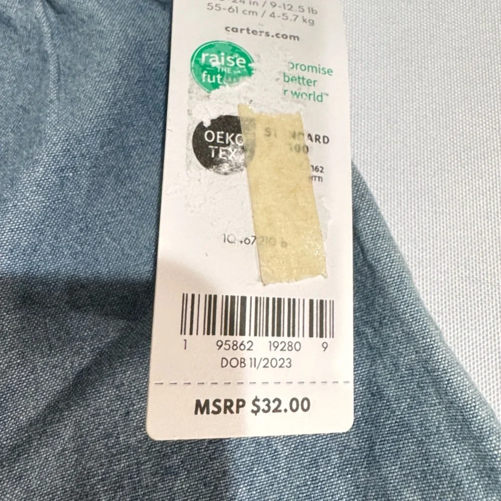Carter's Blue Denim Buttoned Diaper Cover Set
